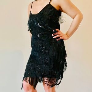 Anna Kacci Gatsby Fringed Flapper Dress. NWT